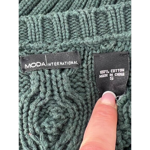 Vintage Victoria’s Secret Casual Preppy Textured Cable Knit Chunky Green Sweater - Picture 9 of 12